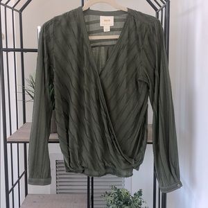 Olive green Anthropologie stripped long sleeve